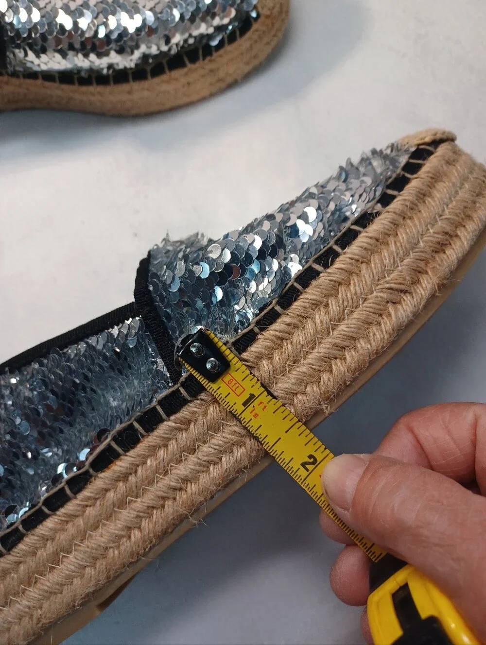 zara trafaluc silver sequin espadrille loafers flats sparkle shoes eu 38 us 7.5